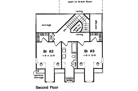 Floor Plan - Upper Floor for Country House Plan #312-153 - 3 bed, 2.5 bath