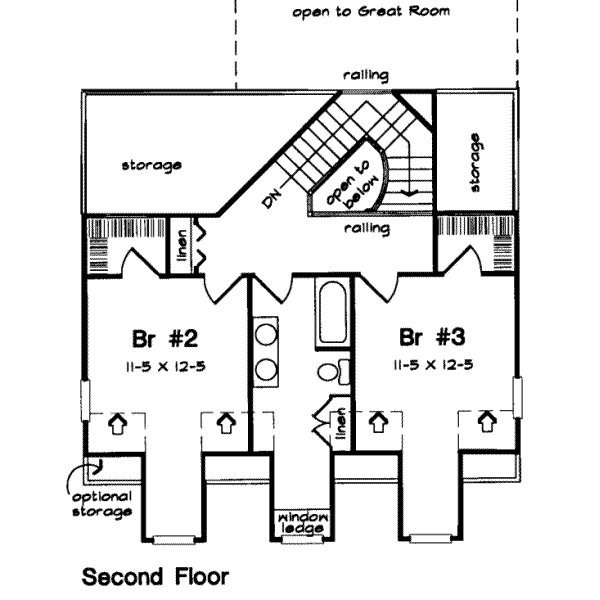 Country Floor Plan - Upper Floor Plan #312-153