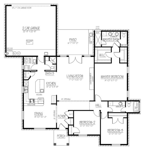 House Design - Ranch Floor Plan - Main Floor Plan #1061-22