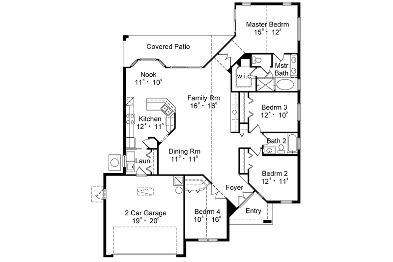 Dream House Plan - Floor Plan - Main Floor for Mediterranean House Plan #417-829 - 4 bed, 2 bath