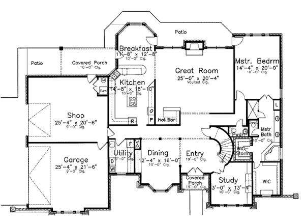 Architectural House Design - Traditional Floor Plan - Main Floor Plan #52-280