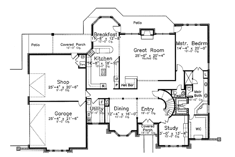 Home Plan - Floor Plan - Main Floor for Traditional House Plan #52-280 - 3 bed, 3.5 bath
