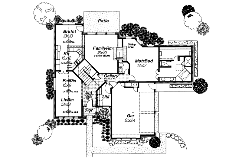 Architectural House Design - Floor Plan - Main Floor for Traditional House Plan #310-1165 - 4 bed, 2.5 bath
