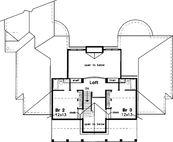 Home Plan - Colonial Floor Plan - Upper Floor Plan #320-505