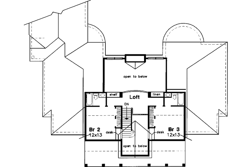 Architectural House Design - Floor Plan - Upper Floor for Colonial House Plan #320-505 - 3 bed, 4.5 bath
