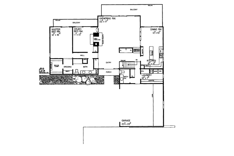 Dream House Plan - Floor Plan - Main Floor for Contemporary House Plan #72-657 - 2 bed, 1.5 bath