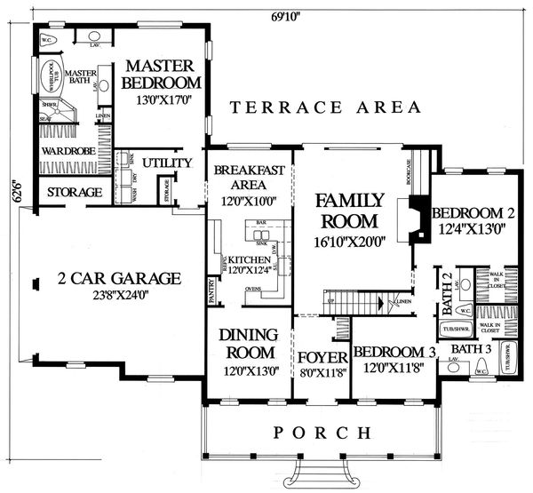 House Plan Design - Southern Floor Plan - Main Floor Plan #137-176