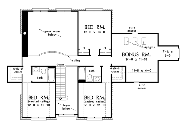 Dream House Plan - Traditional Floor Plan - Upper Floor Plan #929-1017