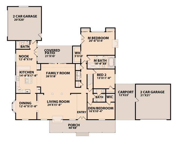 Ranch Floor Plan - Main Floor Plan #515-17