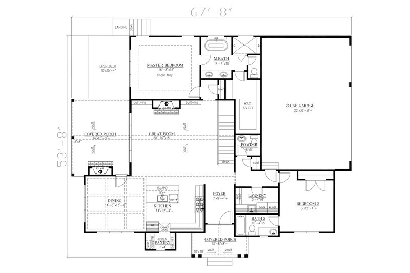Architectural House Design - Floor Plan - Main Floor for Craftsman House Plan #437-143 - 4 bed, 3.5 bath