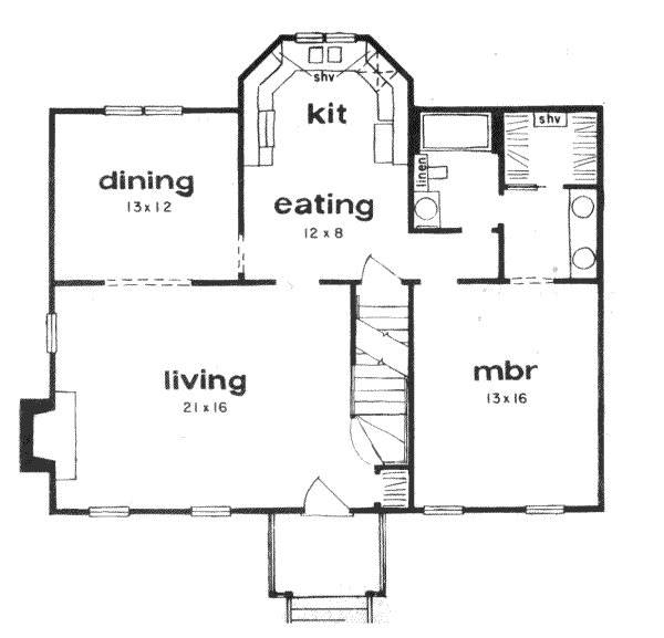 Bungalow Floor Plan - Main Floor Plan #36-282