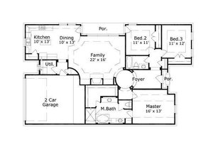 Floor Plan - Main Floor for European House Plan #411-700 - 3 bed, 2 bath
