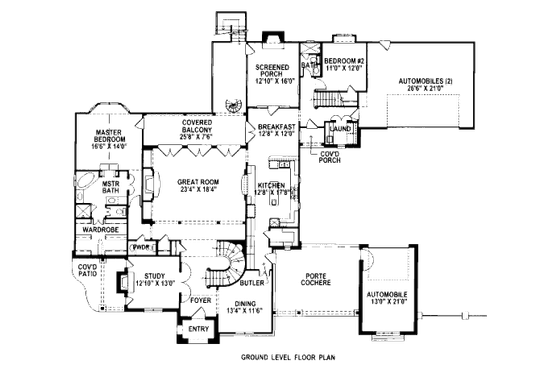Floor Plan - Main Floor for European House Plan #141-327 - 4 bed, 5.5 bath
