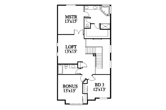Floor Plan - Upper Floor for Contemporary House Plan #951-16 - 3 bed, 2.5 bath