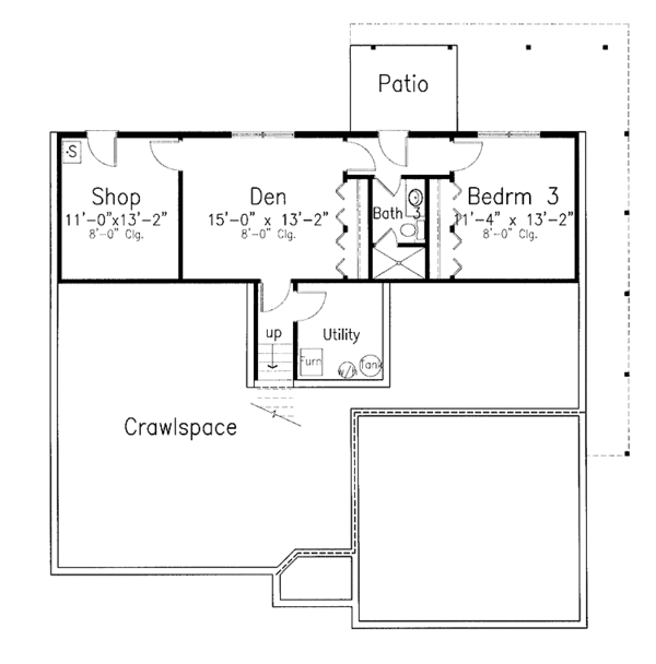 House Blueprint - Country Floor Plan - Lower Floor Plan #52-265