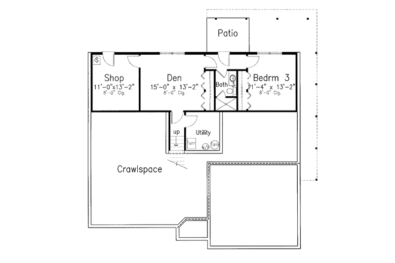 House Blueprint - Floor Plan - Lower Floor for Country House Plan #52-265 - 3 bed, 2.5 bath
