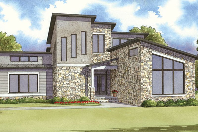 Architectural House Design - Exterior - Front Elevation 3 for Contemporary House Plan #17-3384 - 2 bed, 2 bath
