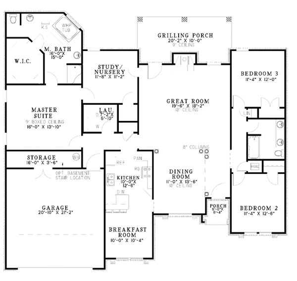 Home Plan - Ranch Floor Plan - Main Floor Plan #17-3056