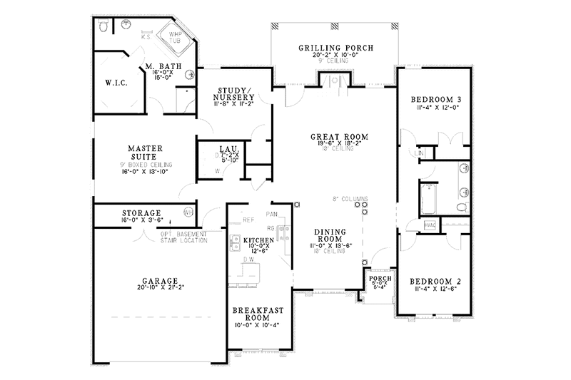 Home Plan - Floor Plan - Main Floor for Ranch House Plan #17-3056 - 3 bed, 2 bath