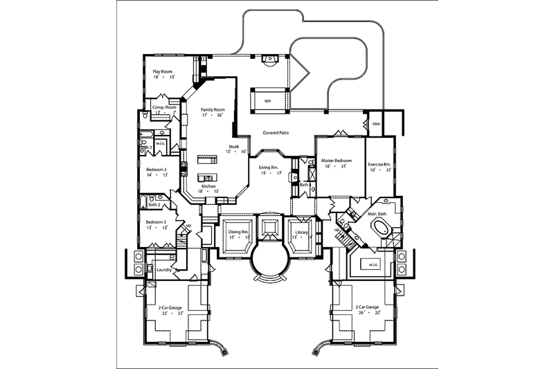 House Blueprint - Floor Plan - Main Floor for Country House Plan #417-575 - 3 bed, 5.5 bath