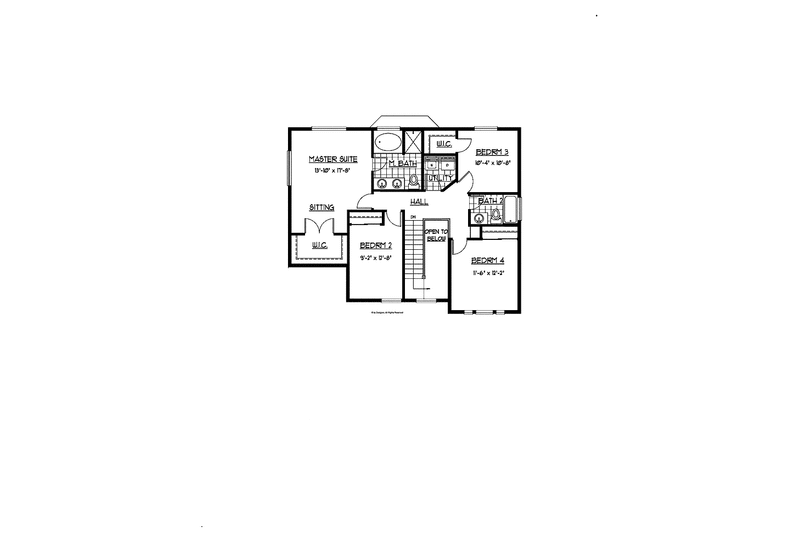 Architectural House Design - Floor Plan - Upper Floor for Craftsman House Plan #569-17 - 4 bed, 2.5 bath
