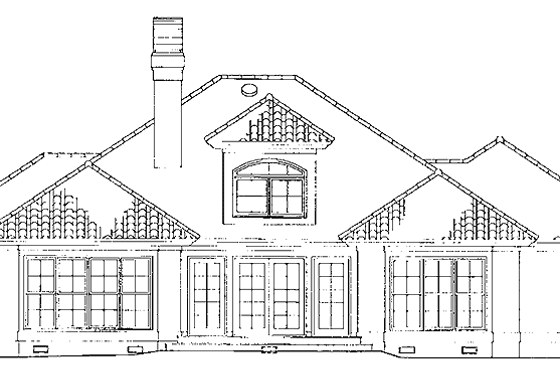 Exterior - Rear Elevation for Mediterranean House Plan #929-182 - 3 bed, 2 bath