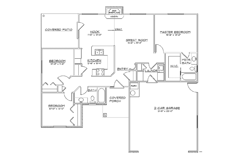Home Plan - Floor Plan - Main Floor for Traditional House Plan #945-3 - 3 bed, 2 bath
