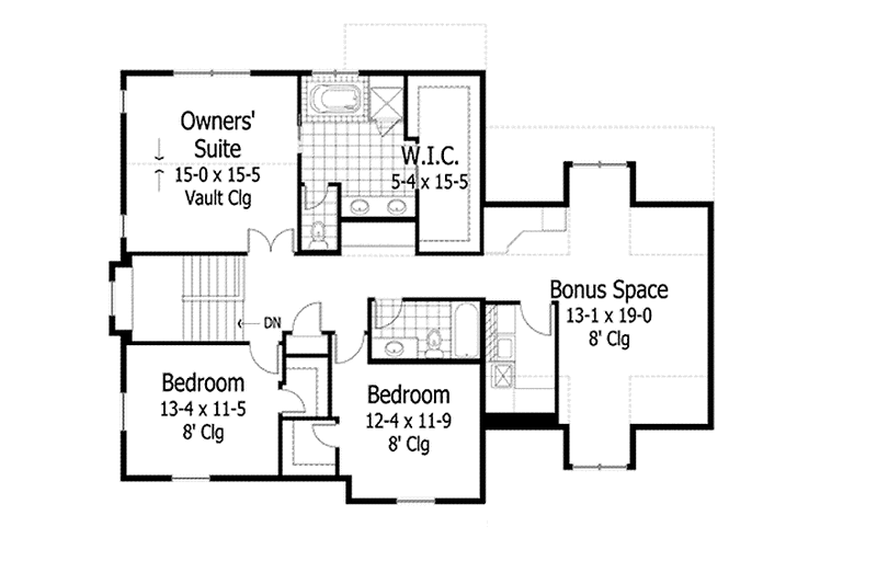 Home Plan - Floor Plan - Upper Floor for Traditional House Plan #51-1108 - 3 bed, 2.5 bath