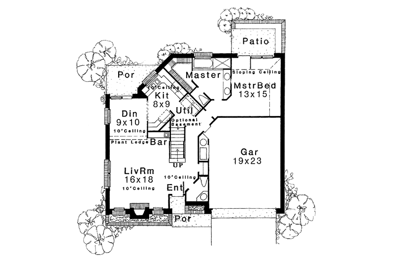 House Blueprint - Floor Plan - Main Floor for Country House Plan #310-1002 - 3 bed, 2.5 bath
