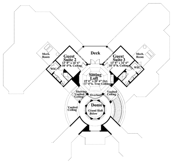 House Blueprint - Mediterranean Floor Plan - Upper Floor Plan #930-256