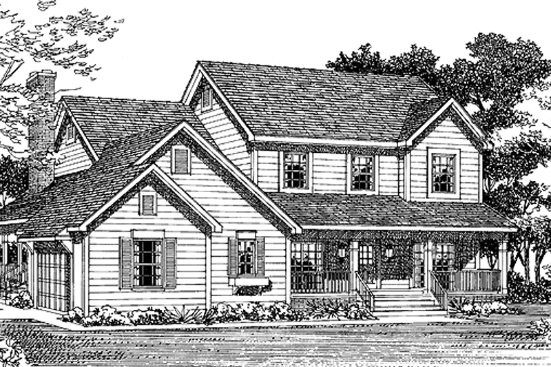 Architectural House Design - Country Exterior - Front Elevation Plan #72-941