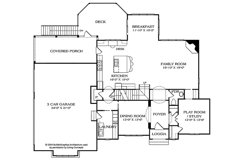 House Plan Design - Floor Plan - Main Floor for Country House Plan #453-448 - 4 bed, 4.5 bath