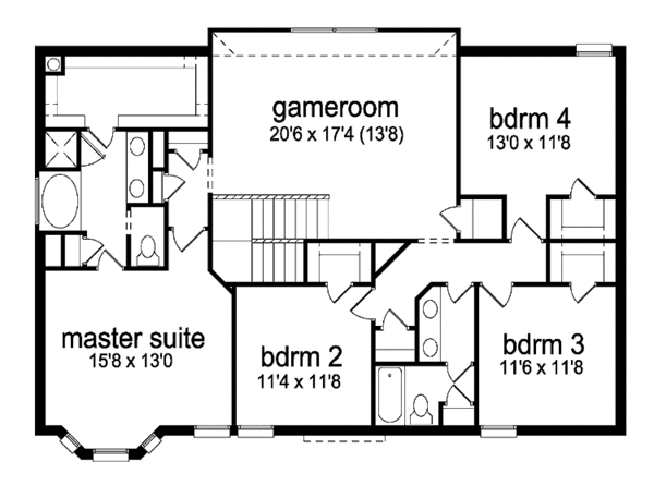 Architectural House Design - Traditional Floor Plan - Upper Floor Plan #84-695