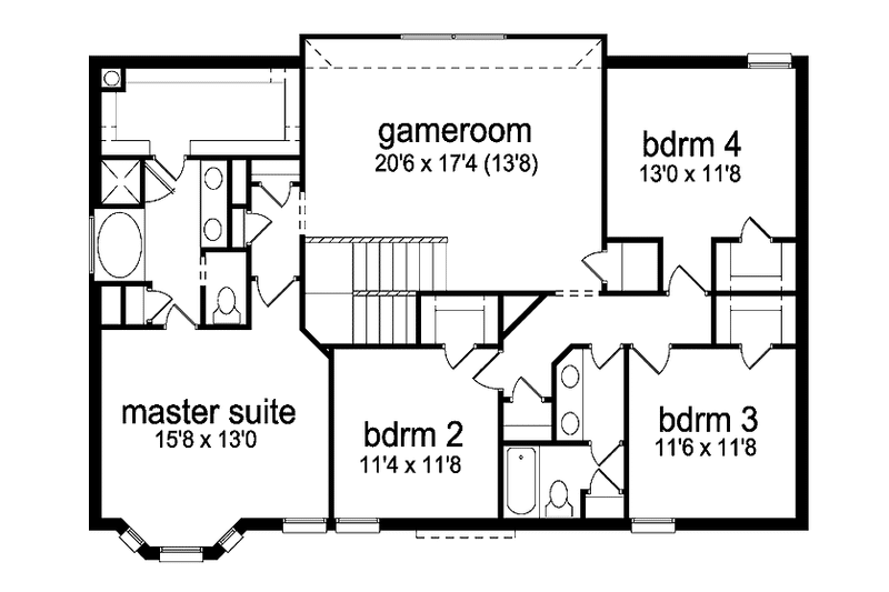 Home Plan - Floor Plan - Upper Floor for Traditional House Plan #84-695 - 4 bed, 2.5 bath