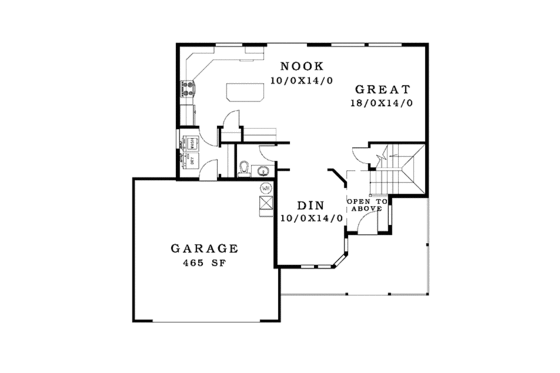 Floor Plan - Main Floor for Craftsman House Plan #943-23 - 3 bed, 2.5 bath