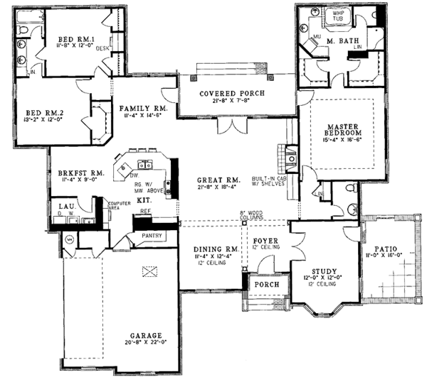 Architectural House Design - Traditional Floor Plan - Main Floor Plan #17-2622