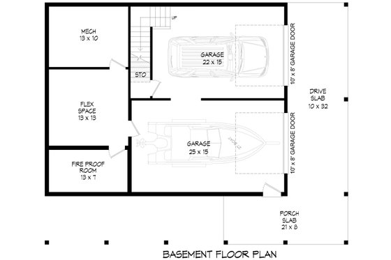 Floor Plan - Lower Floor for Southern House Plan #932-1077 - 2 bed, 2.5 bath
