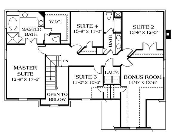 Dream House Plan - Traditional Floor Plan - Upper Floor Plan #453-491