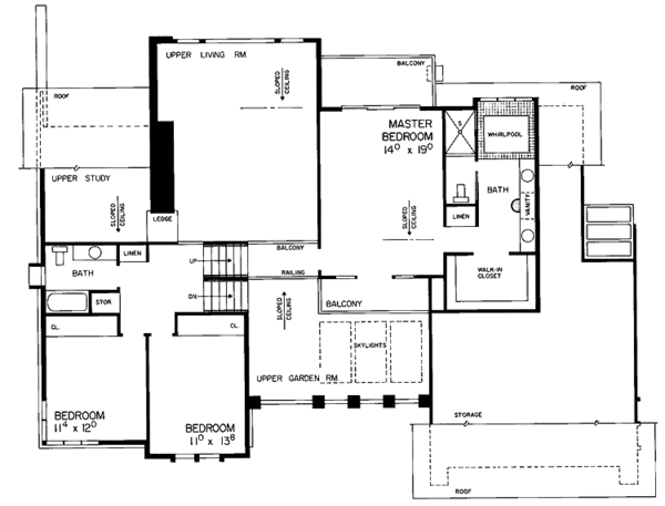 House Blueprint - Contemporary Floor Plan - Upper Floor Plan #72-786