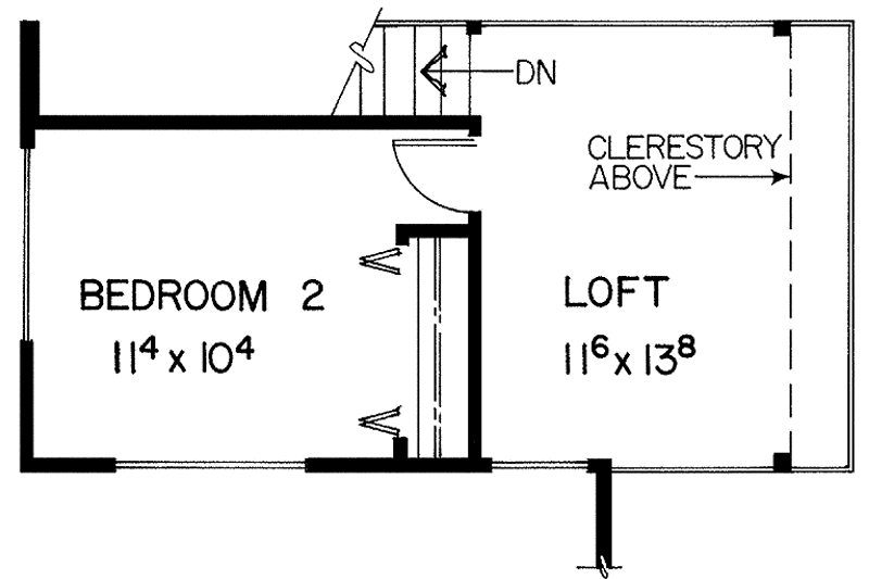 Home Plan - Floor Plan - Upper Floor for Contemporary House Plan #60-684 - 2 bed, 2 bath