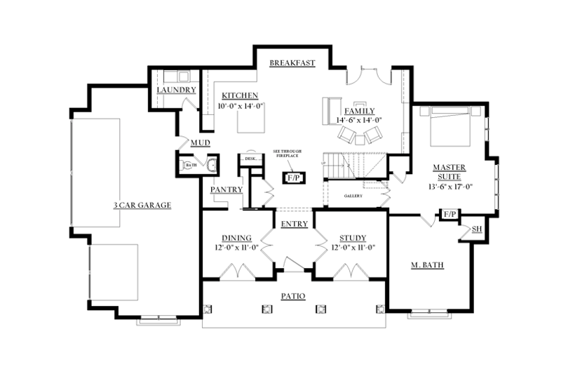 House Plan Design - Floor Plan - Main Floor for Prairie House Plan #937-31 - 4 bed, 2.5 bath