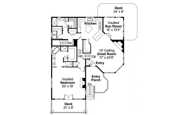 Floor Plan - Main Floor for Country House Plan #124-917 - 1 bed, 2 bath