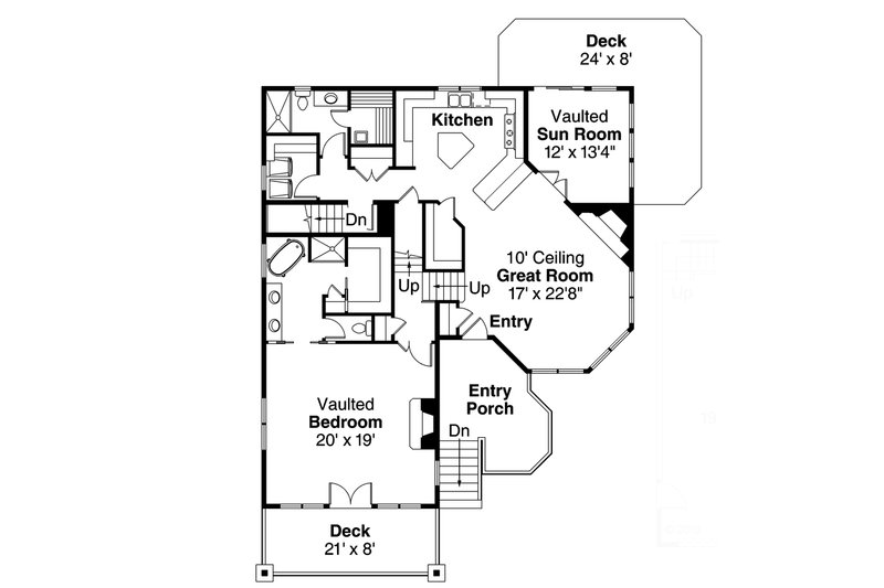 House Design - Floor Plan - Main Floor for Country House Plan #124-917 - 1 bed, 2 bath