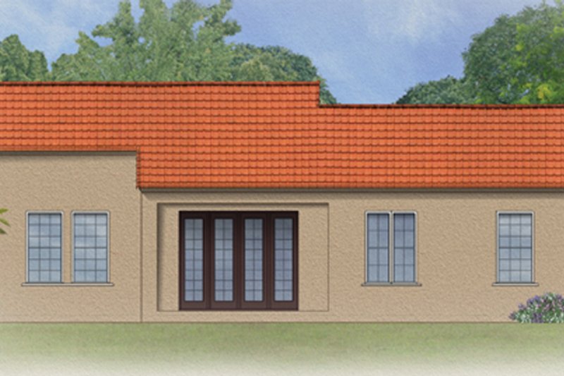 Home Plan - Exterior - Rear Elevation for Mediterranean House Plan #1058-4 - 3 bed, 2 bath