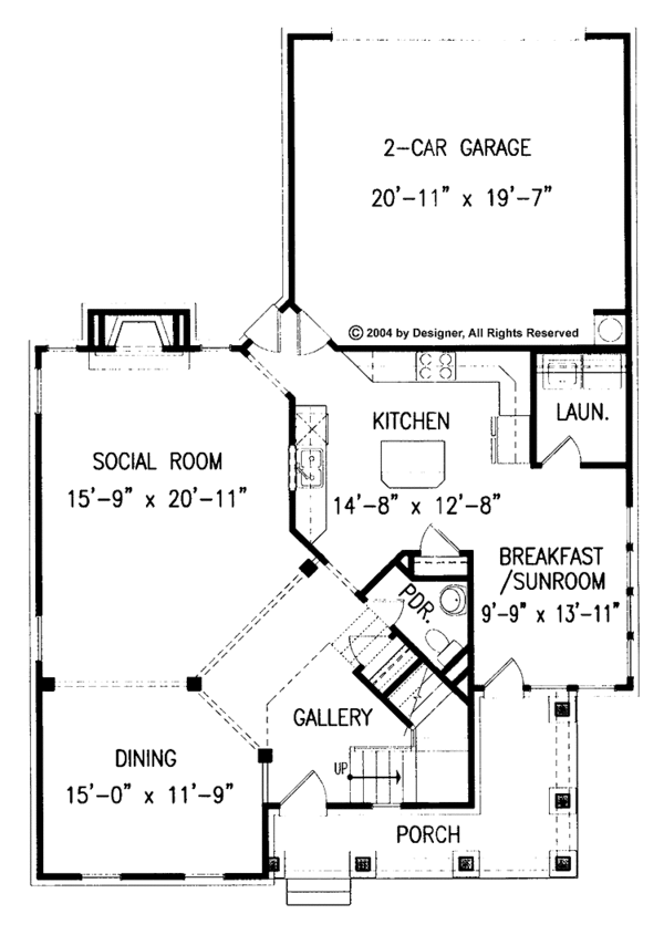 Architectural House Design - Craftsman Floor Plan - Main Floor Plan #54-225