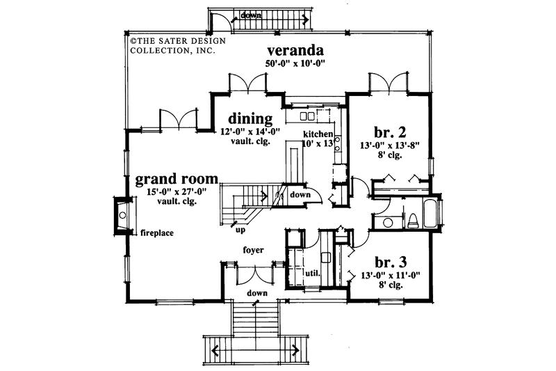 Architectural House Design - Floor Plan - Main Floor for Country House Plan #930-49 - 3 bed, 2 bath