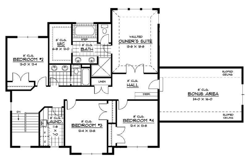 Architectural House Design - Floor Plan - Upper Floor for Traditional House Plan #51-666 - 4 bed, 2.5 bath