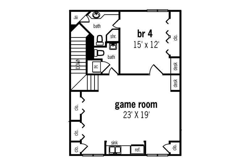 Home Plan - Floor Plan - Upper Floor for Country House Plan #45-387 - 4 bed, 4.5 bath