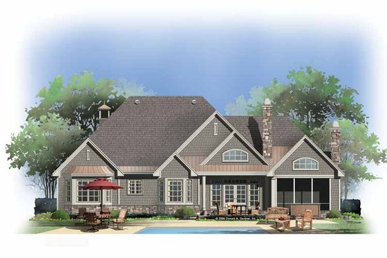Exterior - Rear Elevation 2 for Country House Plan #929-873 - 4 bed, 3 bath
