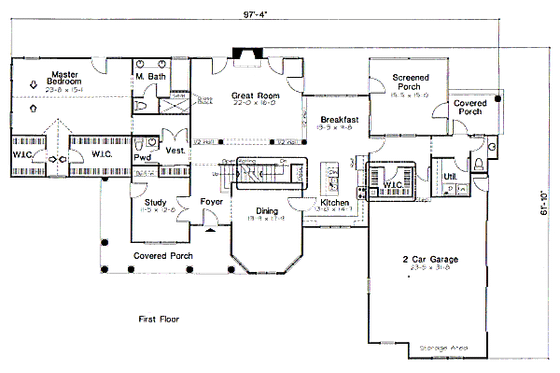 Floor Plan - Main Floor for European House Plan #312-830 - 4 bed, 4 bath